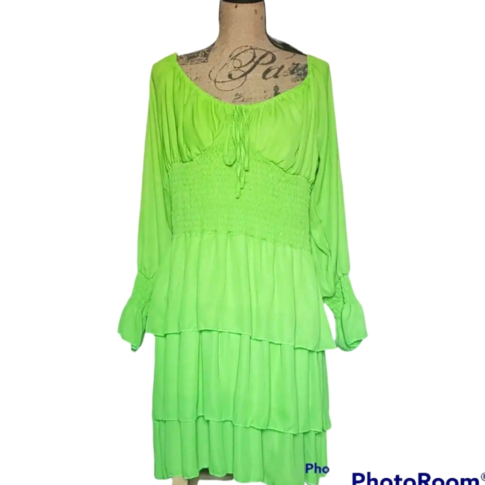 boohoo lime ruffle dress